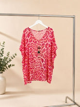 Load image into Gallery viewer, Pink leopard cheesecloth top
