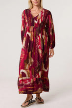 Load image into Gallery viewer, Watercolour print v-neck dress
