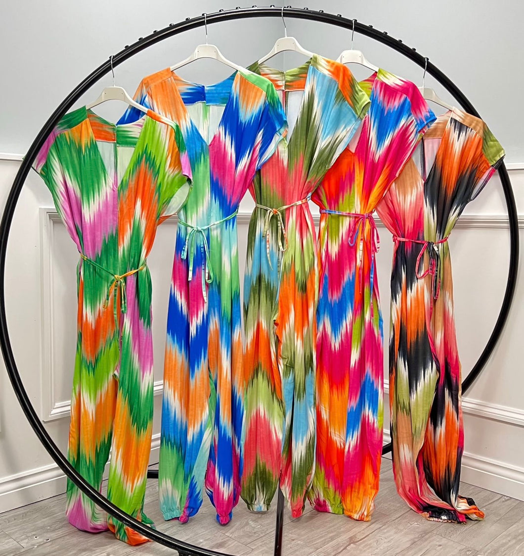 Multicolour v-neck jumpsuit