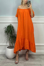 Load image into Gallery viewer, Linen bardot dress
