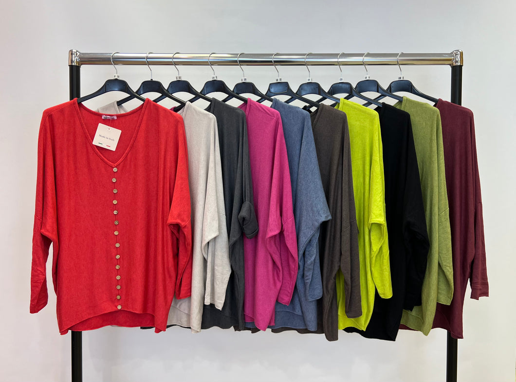 Soft knit button detail top