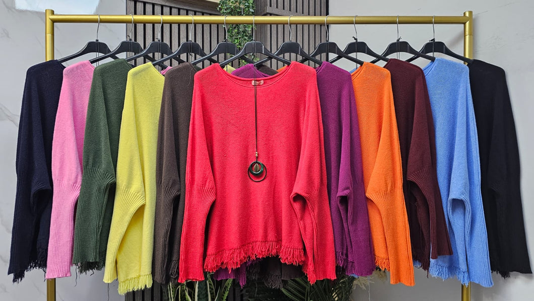 Soft knit frayed jumper