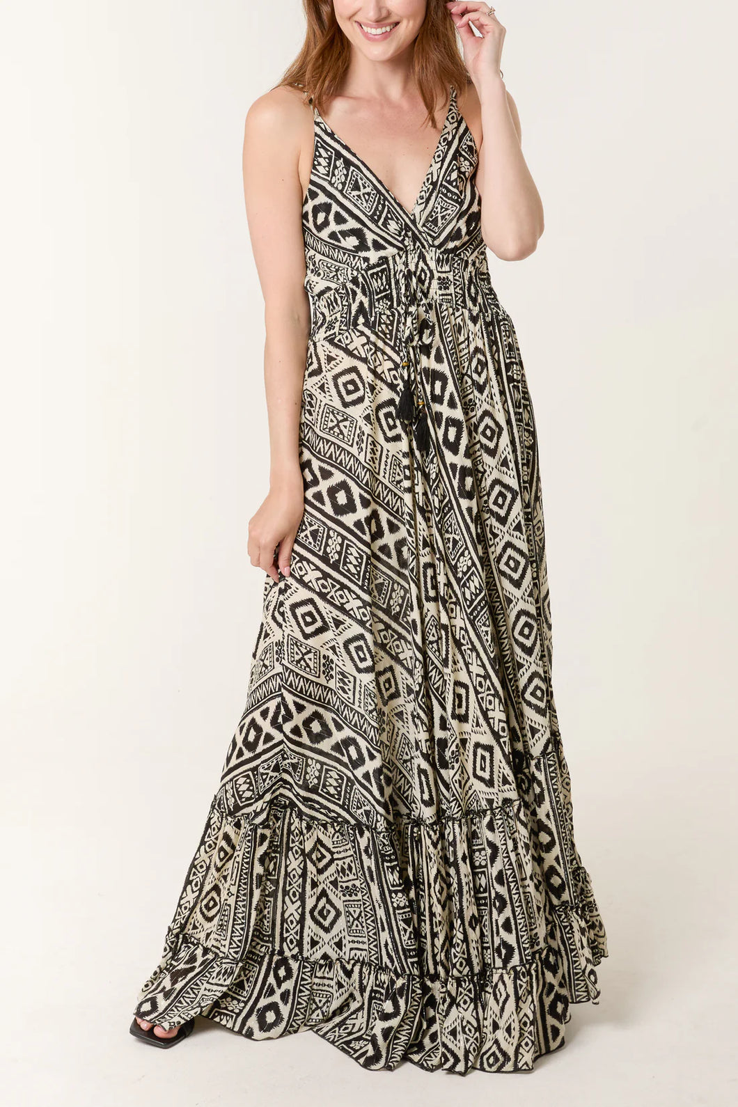 Abstract print strap dress