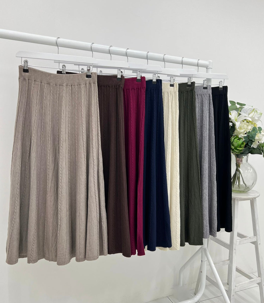 Soft cable knit skirt