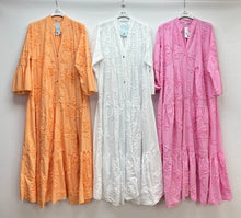 Load image into Gallery viewer, Cotton flower embroidered maxi dress
