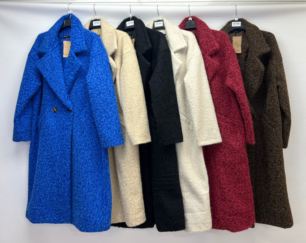Plain boucle lined coat