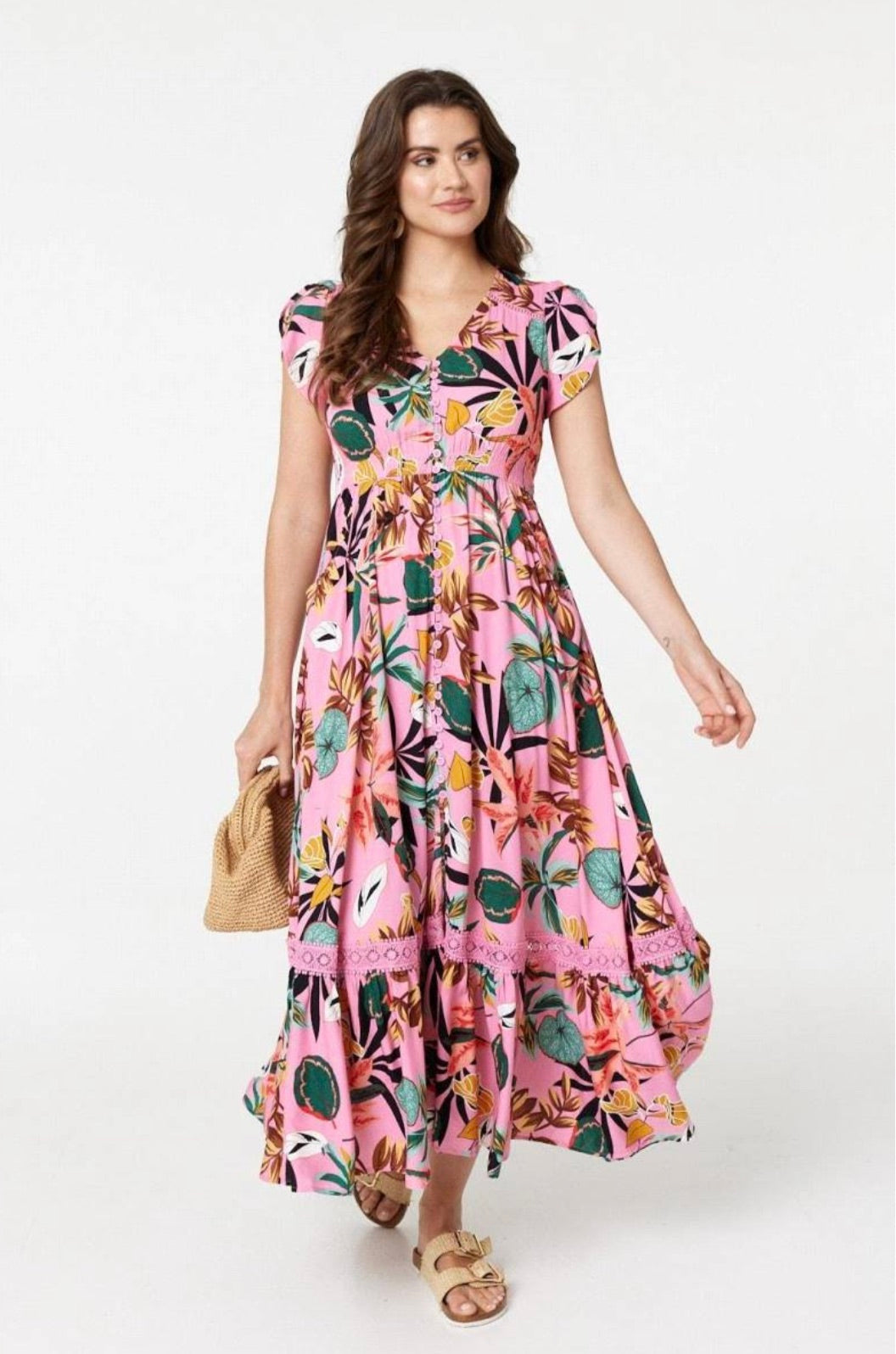 Stella Morgan pink tropical dress