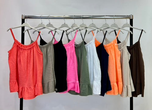Cheesecloth cotton strap vest