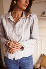 Load image into Gallery viewer, InApril 1986 cotton pinstripe embroidered shirt
