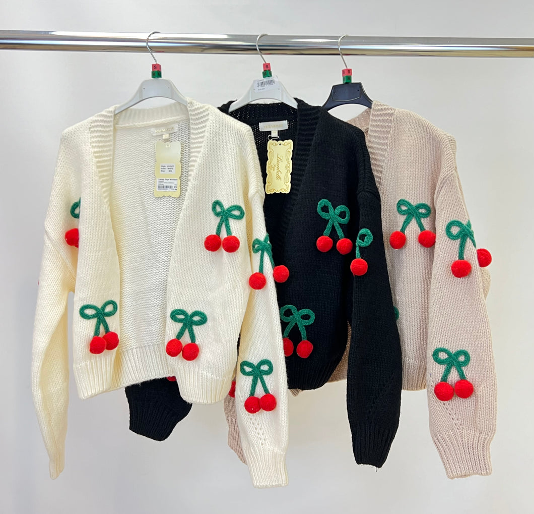 Cherry open knit cardigan