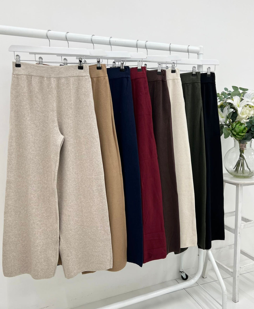 Soft knit wide leg trouser