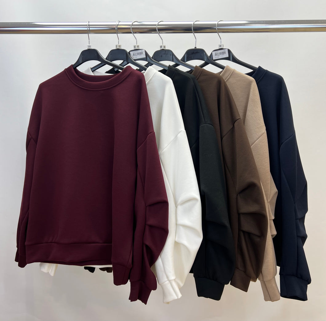 Rouched sleeve sweatshirt