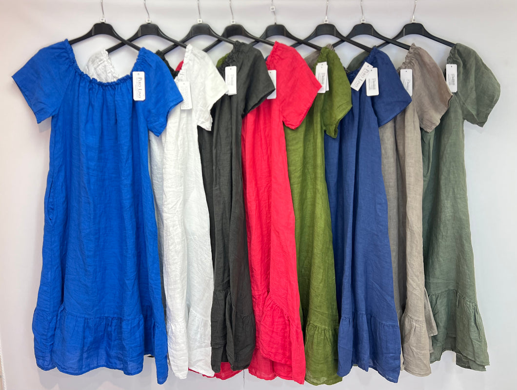 Linen bardot dress