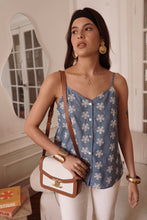 Load image into Gallery viewer, InApril 1986 denim embroidered strap top

