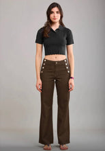 Load image into Gallery viewer, Toxik3 brown button flared jeans
