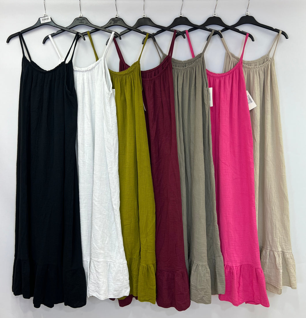 Plain cheesecloth strap maxi dress