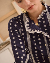 Load image into Gallery viewer, InApril 1986 cotton navy embroidered shirt

