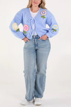 Load image into Gallery viewer, Embroidered flower tie cardigan
