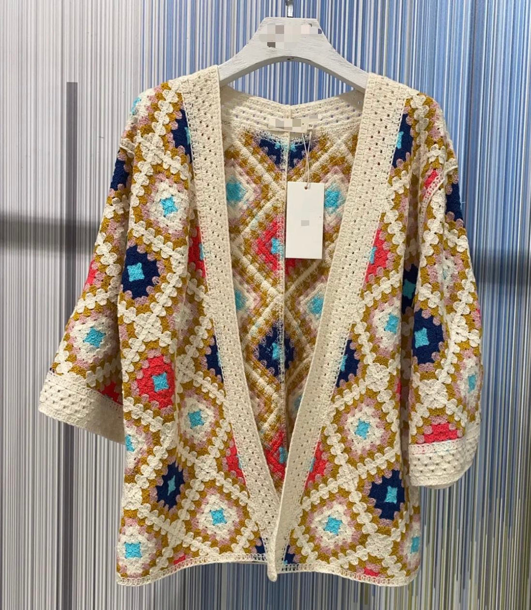 Multicolour crochet cardigan