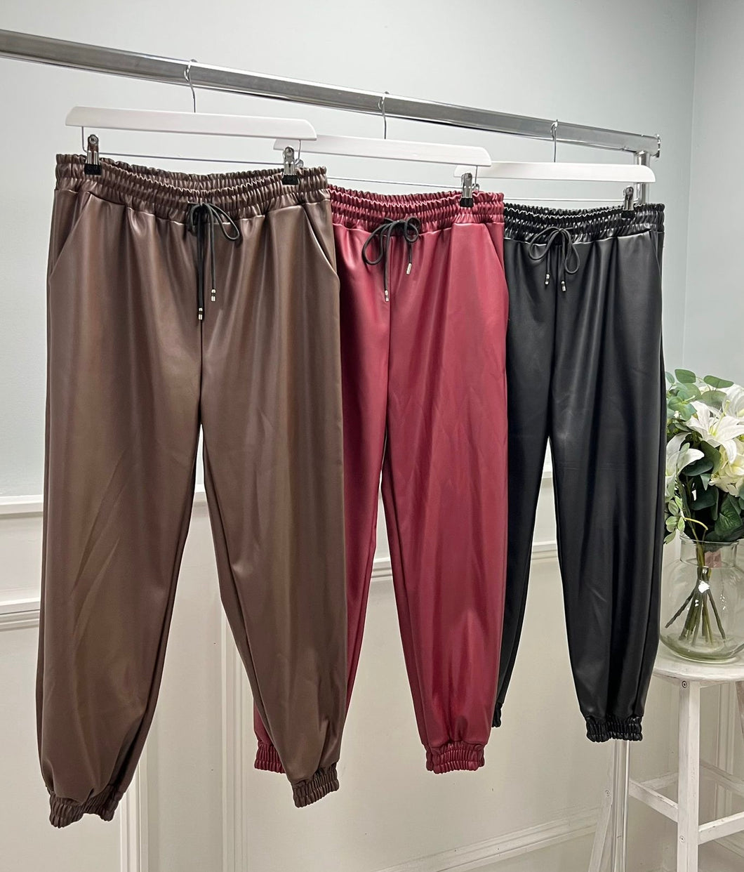 Faux leather jogger
