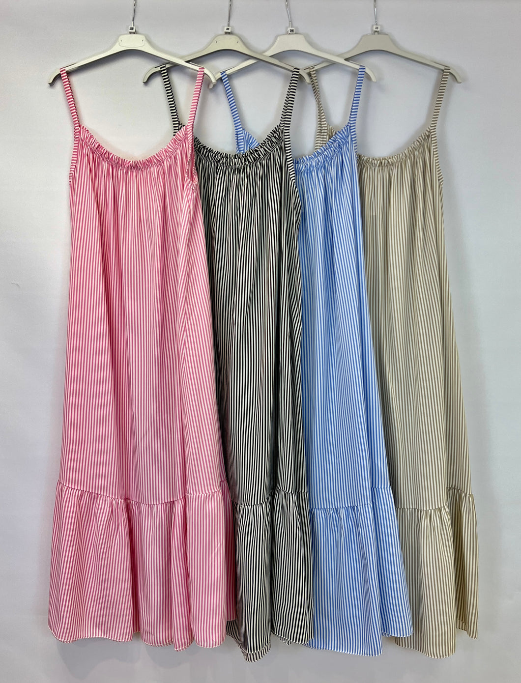 Cotton pinstripe strap dress