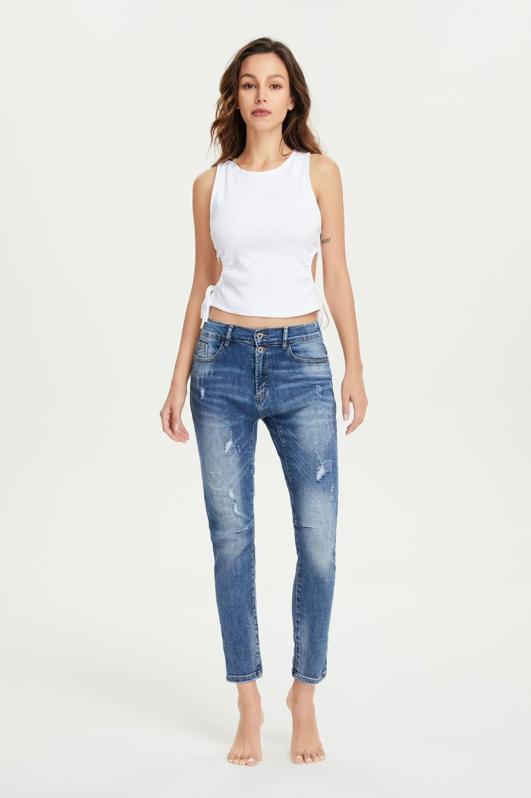 Melly denim two button jeans