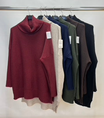 Roll neck oversized jumper