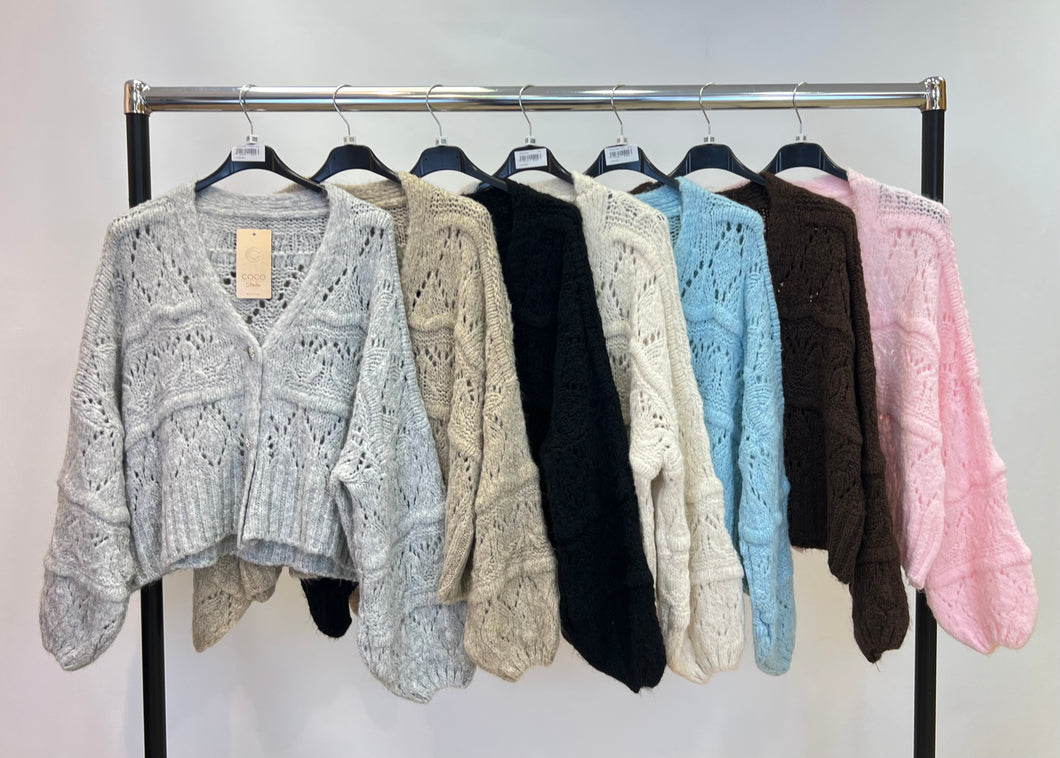 Pointelle knitted cardigan