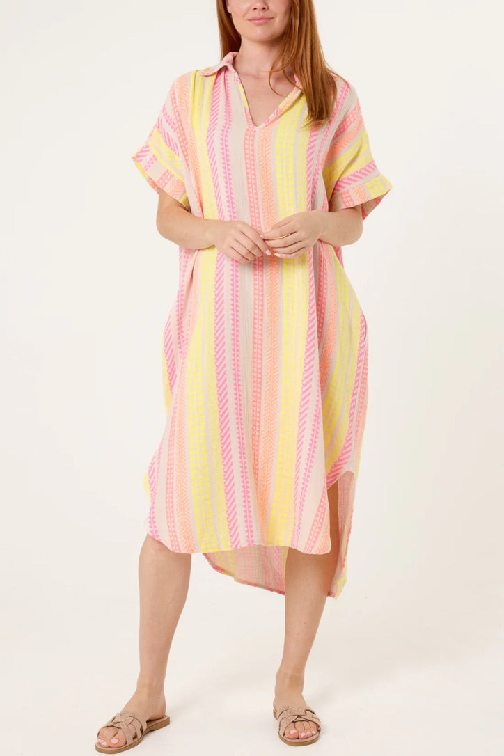 Aztec cheesecloth midi dress