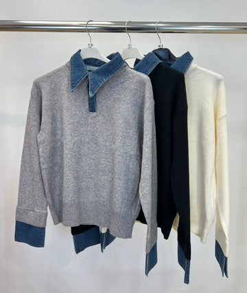 Moocci denim detail jumper