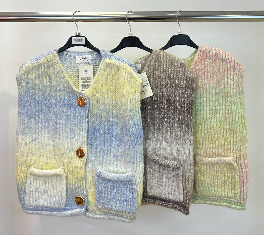 Knitted multicoloured waistcoat