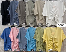 Load image into Gallery viewer, Sugarbabe stonewashed linen rouched top
