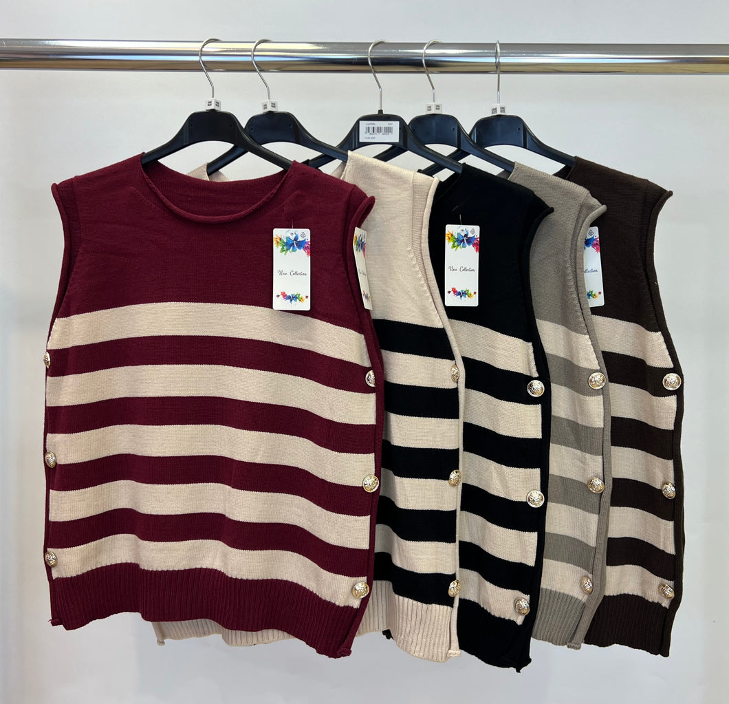 Stripe button detail tank top