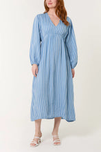 Load image into Gallery viewer, Cotton stripe v-neck dress
