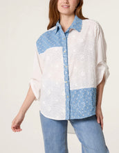 Load image into Gallery viewer, Denim detail broderie anglaise shirt

