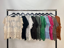 Load image into Gallery viewer, Crochet embroidered cotton top
