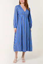 Load image into Gallery viewer, Cotton stripe v-neck dress
