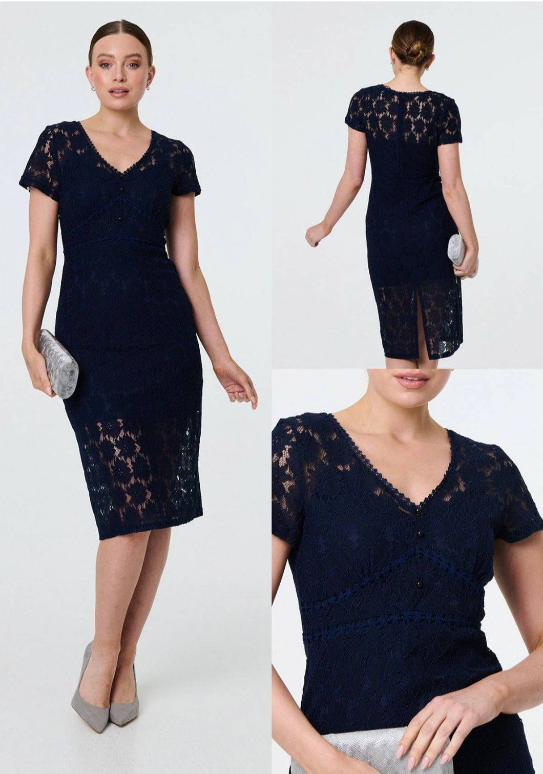 Stella Morgan navy lace dress