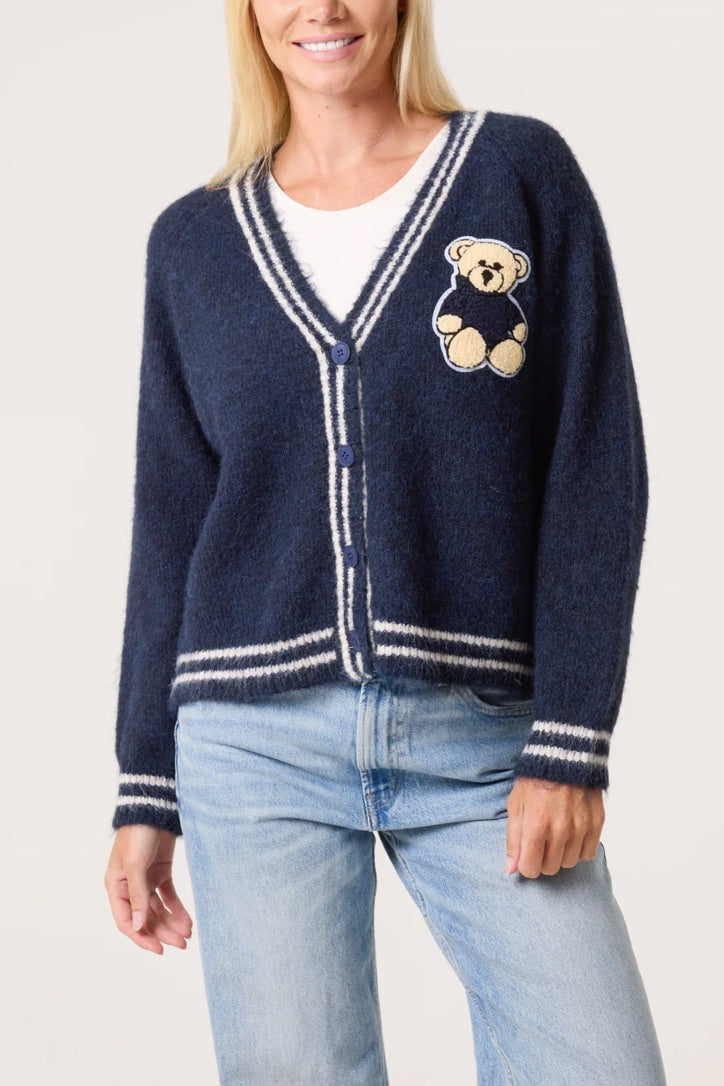 Teddy bear varsity cardigan