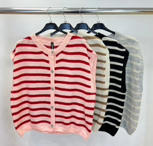 Load image into Gallery viewer, Stripe sleeveless cardigan
