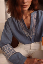 Load image into Gallery viewer, InApril 1986 denim embroidered blouse
