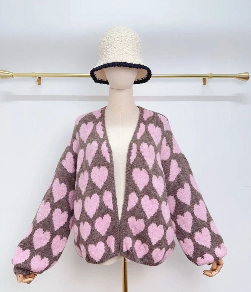 Heart knitted cardigan