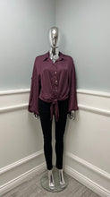 Load image into Gallery viewer, Silk blend tie up shirt
