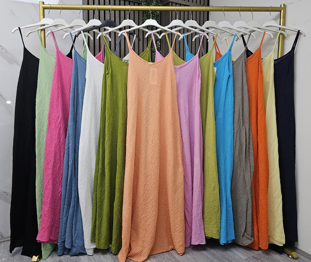 Plain cheesecloth strap dress