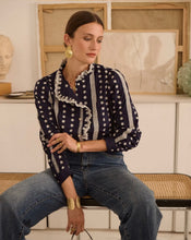 Load image into Gallery viewer, InApril 1986 cotton navy embroidered shirt
