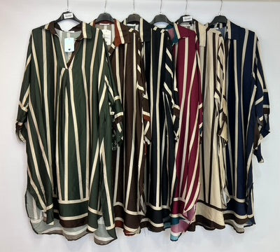 Silk blend stripe dress