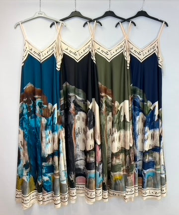 Silk blend strap dress