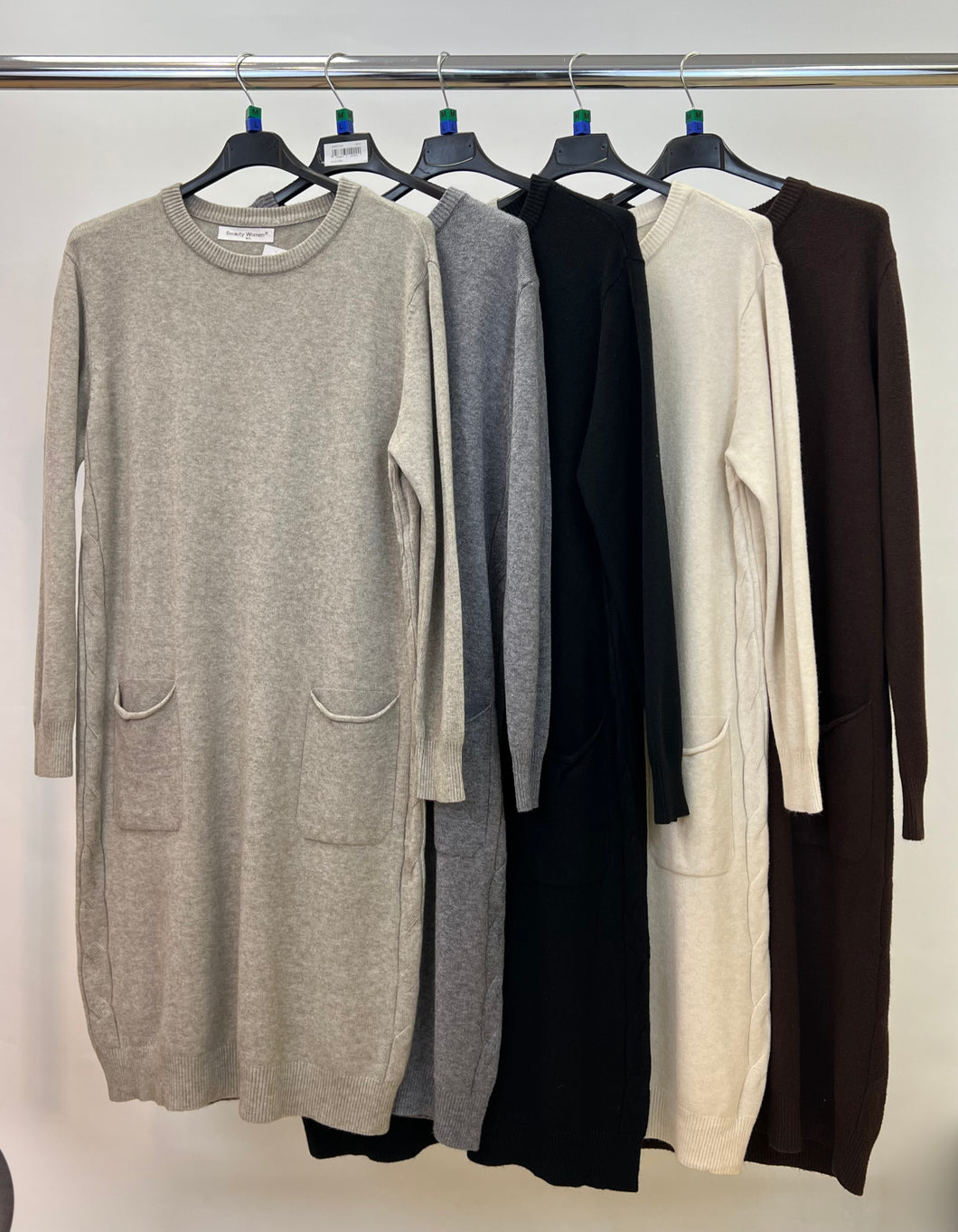 Soft knit crew neck jumper dress