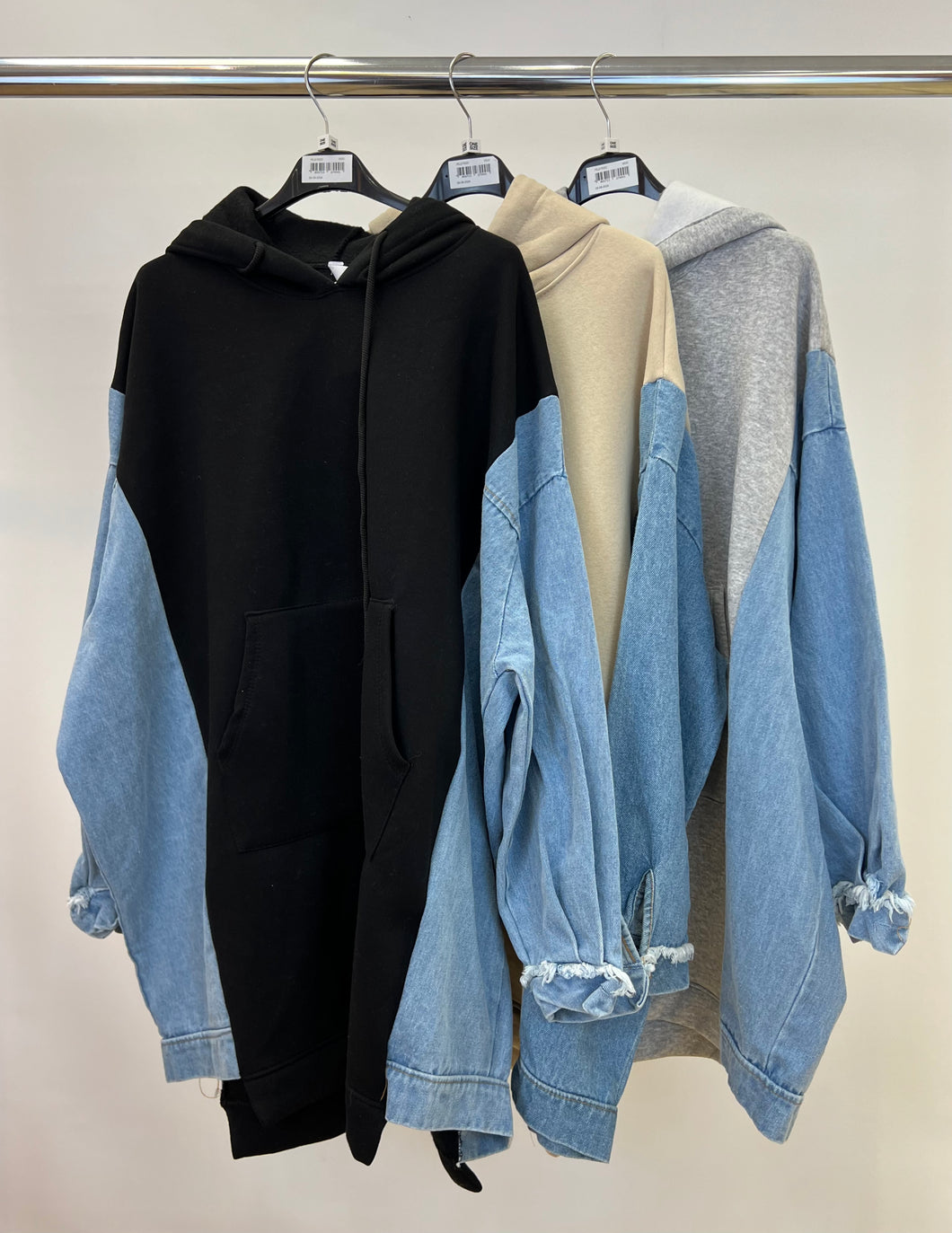 Denim sleeve hoody