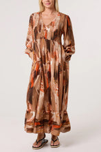 Load image into Gallery viewer, Watercolour print v-neck dress
